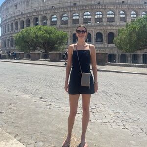Mini black linen dress